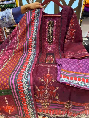 Pakistani Style Embroidered Sateen Outfit